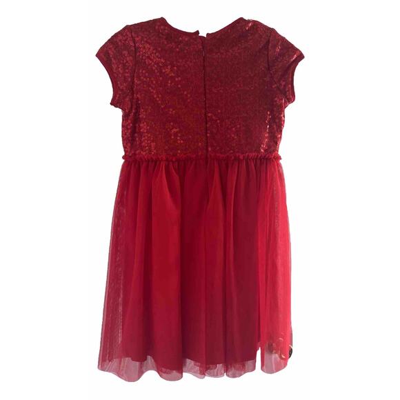 EUC Oshkosh Red Holiday Dress Sequence Tulle Size 12 Excellent Condition Sparkle - Picture 2 of 3